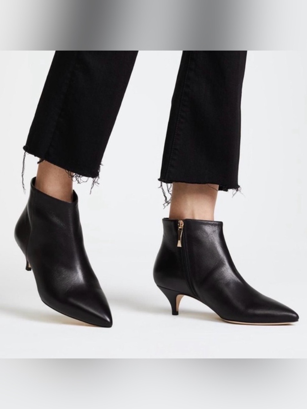 Kate Spade Olly Black Leather Pointed Toe Ankle Boots